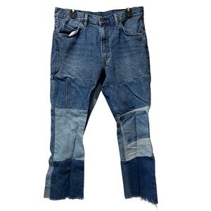 Vintage Levi’s USA 517 Jeans Distressed Patchwork Size 32x26 Orange Tab Funky